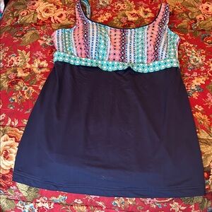 Lands' End Women's Multicolor Patterned underwire tankini top